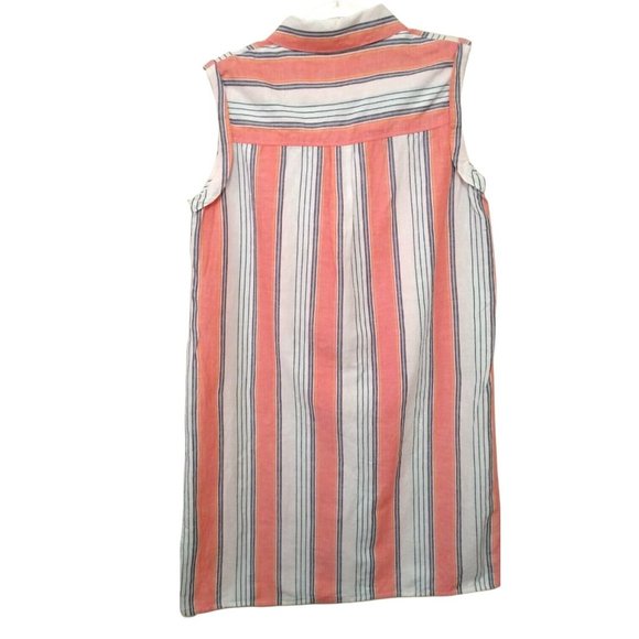 Tommy Hilfiger Orange White Stripe Linen and Cotton Sleeveless Shift Dress US 10 - Picture 8 of 12